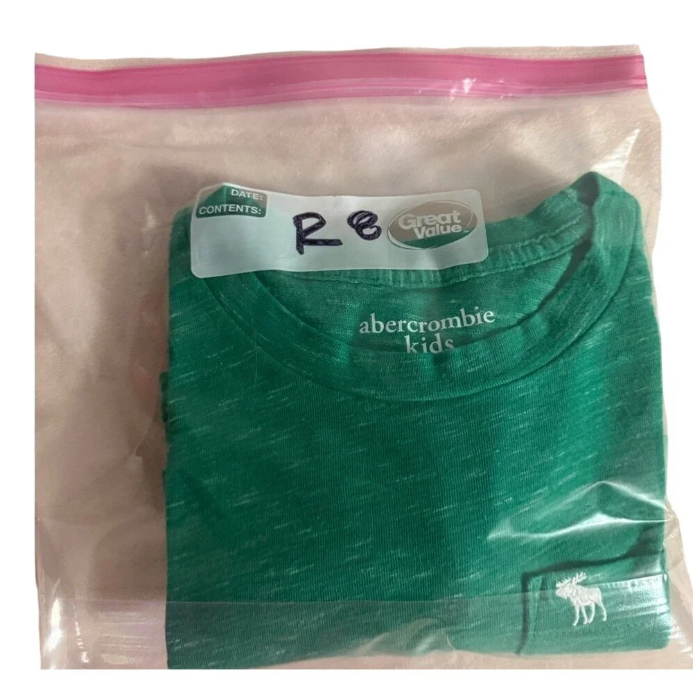 Abercrombie Kids Green Slub Knit Long Sleeve Pocket Tee Shirt Boys Size 9/10